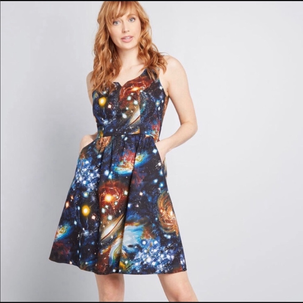 Modcloth Galaxy Print Dress XS